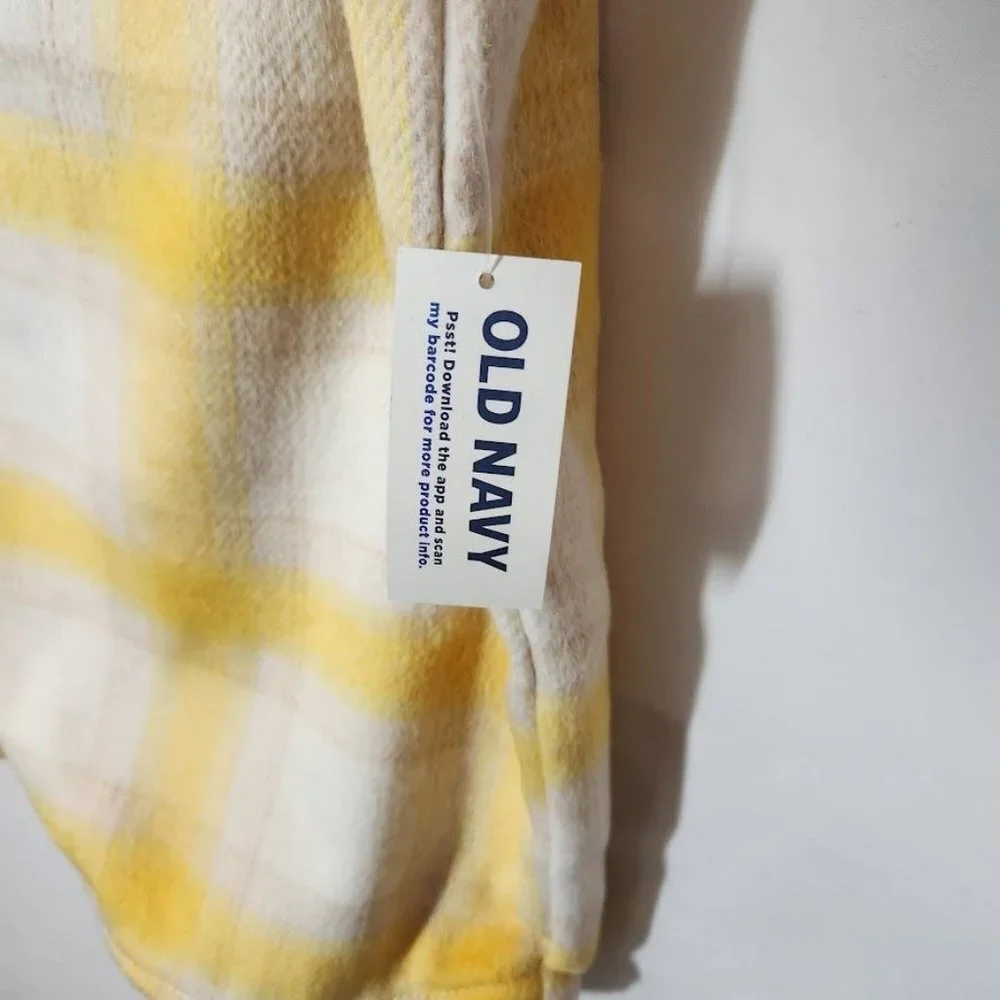 NWT Old Navy Girls Plaid Soft-Brushed Utility Shacket in Yellow Plaid Size L (10